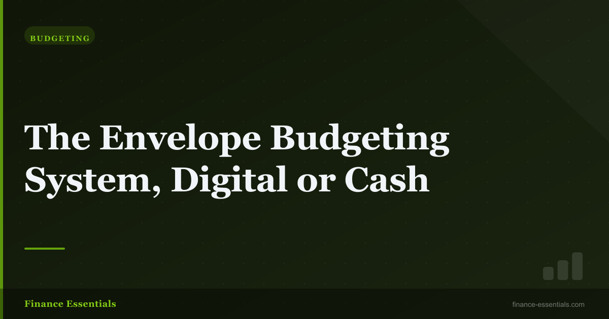 The Envelope Budgeting System, Digital or Cash