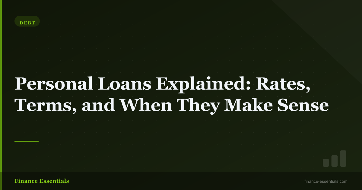 Personal Loans Explained: Rates, Terms, and When They Make Sense
